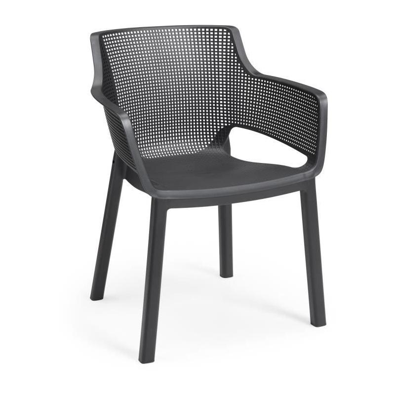 Lot de 6 fauteuils de jardin Allibert by KETER ELISA en résine gris graphite
