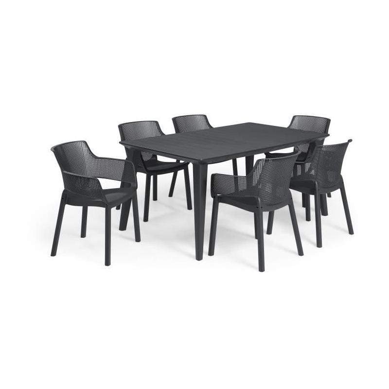 Lot de 6 fauteuils de jardin Allibert by KETER ELISA en résine gris graphite