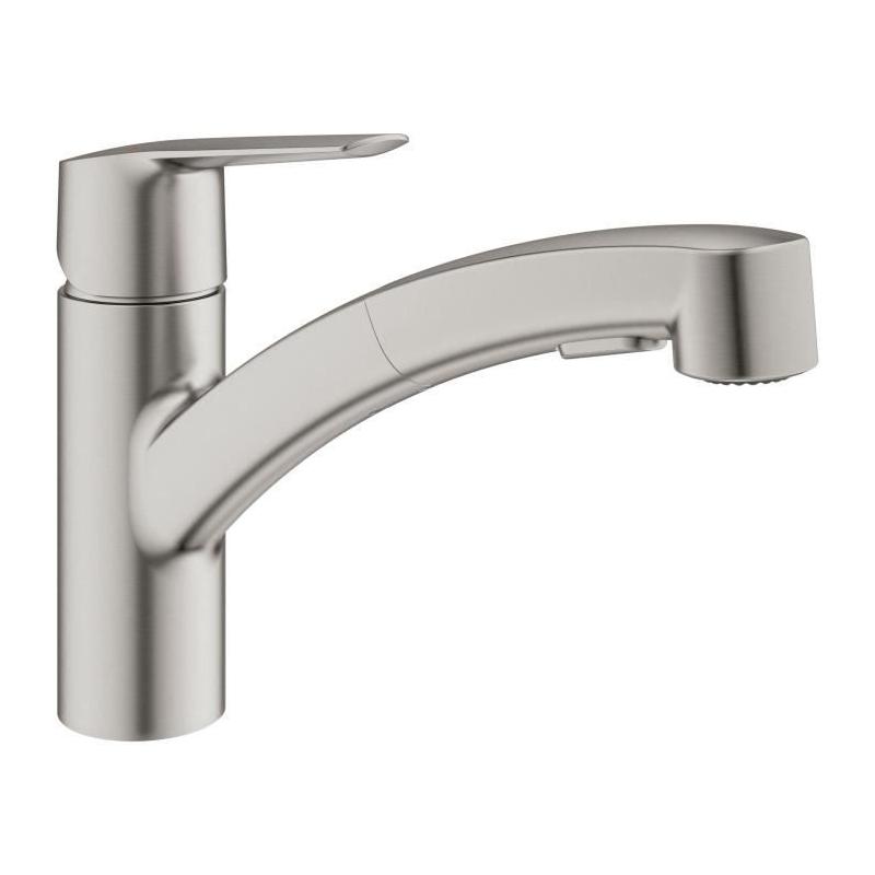 Robinet de cuisine GROHE Start - Supersteel - Mitigeur moncommande - Douchette extractible