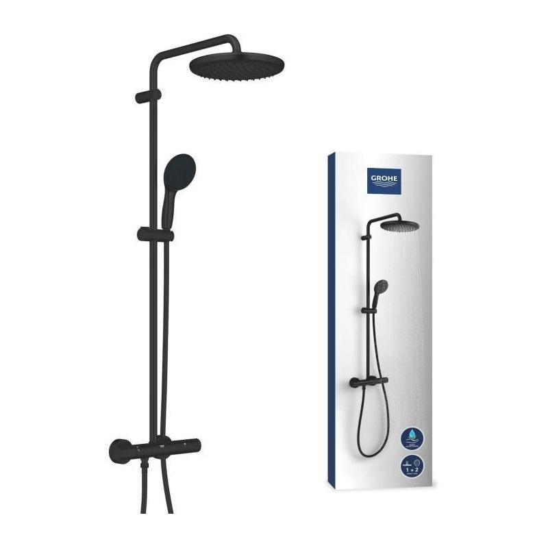 Colonne de douche thermostatique Grohe Vitalio Start 250 - Noir Mat