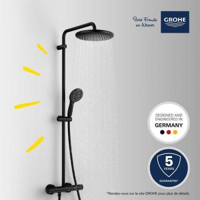 Colonne de douche thermostatique Grohe Vitalio Start 250 - Noir Mat