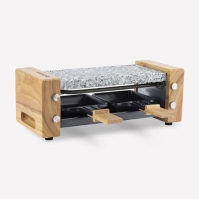Raclette et pierre à cuire 2 personnes design bois, H.Koenig