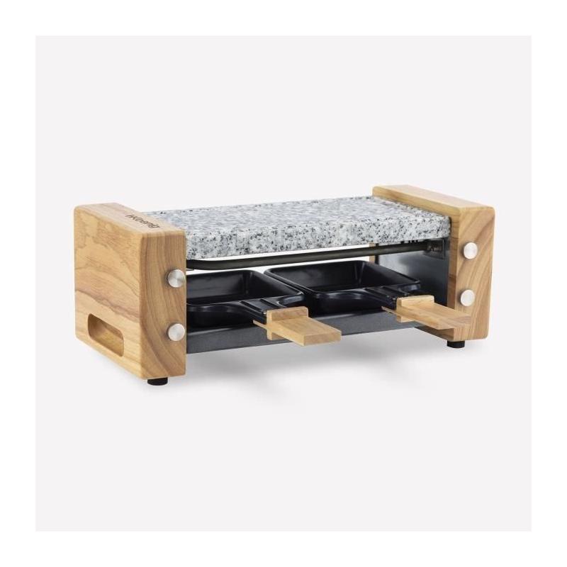 Raclette et pierre à cuire 2 personnes design bois, H.Koenig