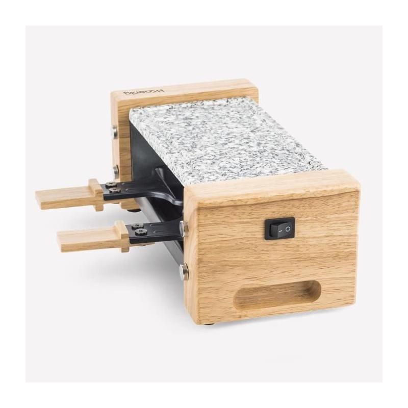 Raclette et pierre à cuire 2 personnes design bois, H.Koenig