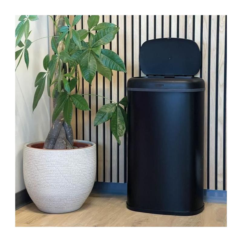 Poubelle automatique 58L LOGAN - Inox noir mat