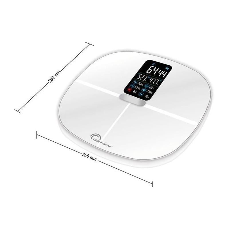 Balance Connectée Impédancemètre Blanc 180kg • Suivi de Poids et Mesures