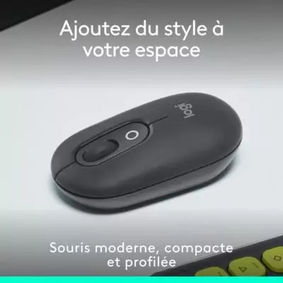 Souris sans fil Logitech Pop Mouse - Graphite, compacte et moderne