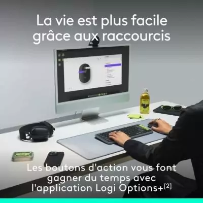 Souris sans fil Logitech Pop Mouse - Graphite, compacte et moderne