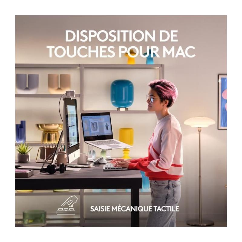 Clavier Logitech MX Mini Mac Sans Fil - Gris Pale