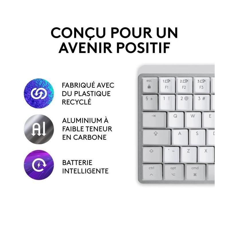 Clavier Logitech MX Mini Mac Sans Fil - Gris Pale