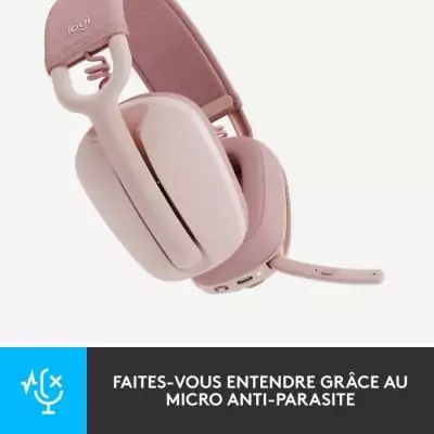 Casque PC Logitech Zone Vibe 100 Rose - Micro anti-bruit
