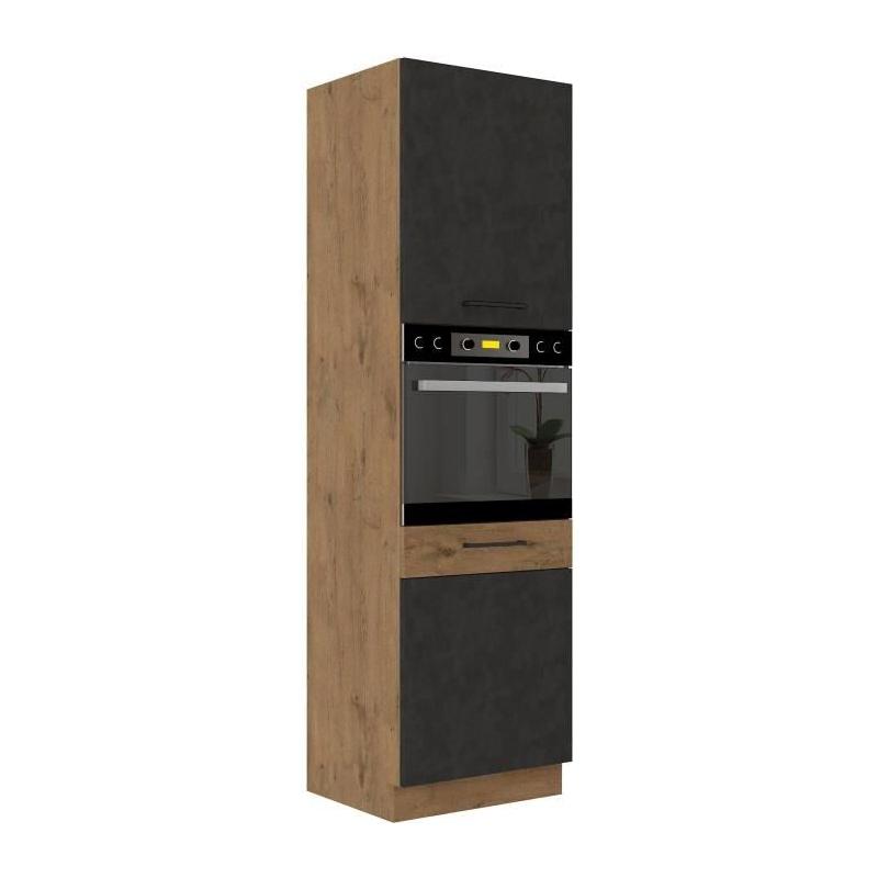 Colonne cuisine ROCK - Chene Lancelot/Gris Matera - L60 x H210 cm