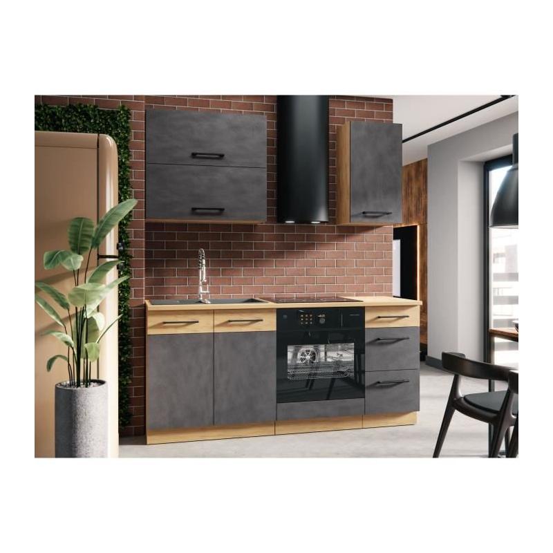 Colonne cuisine ROCK - Chene Lancelot/Gris Matera - L60 x H210 cm