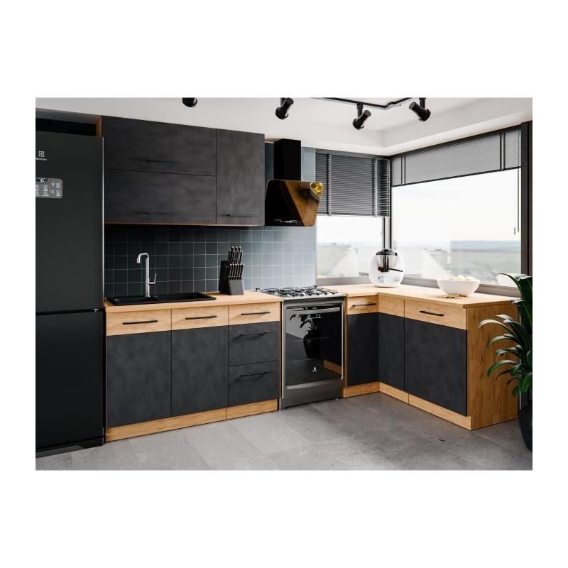 Colonne cuisine ROCK - Chene Lancelot/Gris Matera - L60 x H210 cm