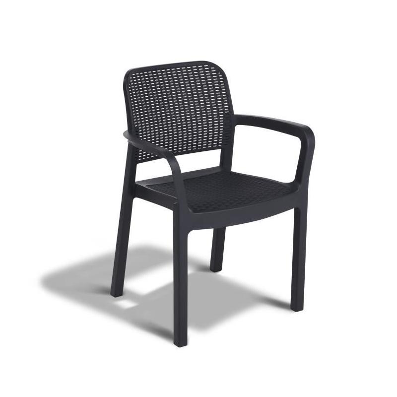 Ensemble de 6 fauteuils de jardin en résine gris graphite - Allibert