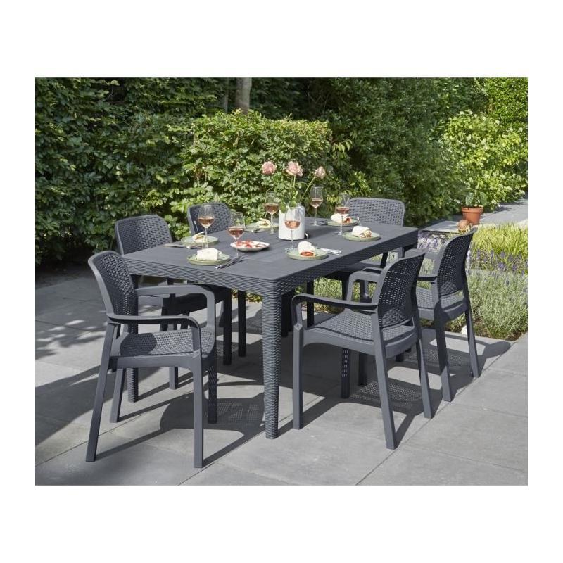 Ensemble de 6 fauteuils de jardin en résine gris graphite - Allibert