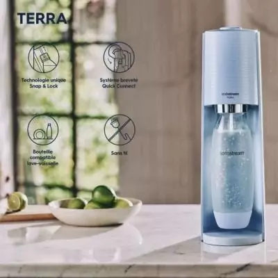 Machine à eau pétillante SODASTREAM - TERRA Bleu - Kit pratique