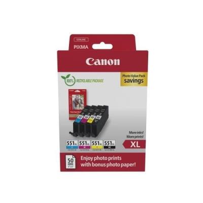 Pack cartouches d'encre + papiers photo Canon CLI-551XL - Haut rendement