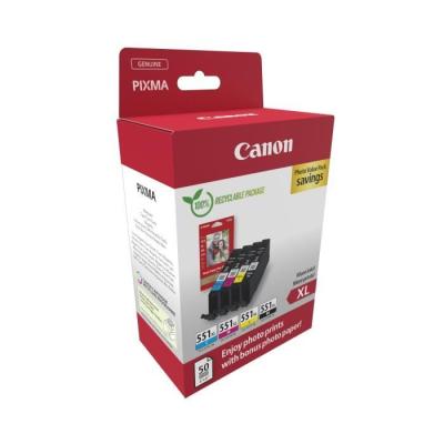 Pack cartouches d'encre + papiers photo Canon CLI-551XL - Haut rendement