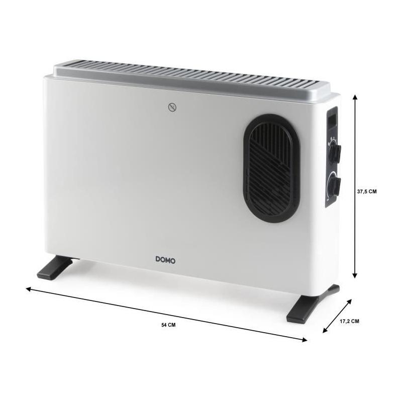 Chauffage Convecteur DOMO + Radiateur Mobile 2000W Blanc