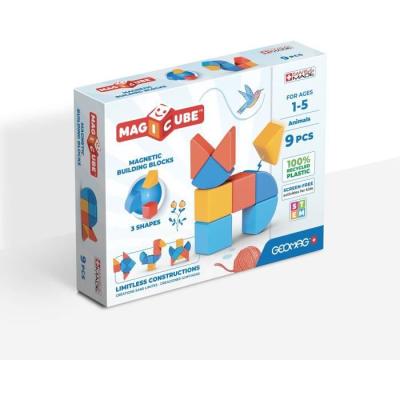 Jeu d'assemblage magnétique GEOMAG - Magicube Animaux - 9 pièces