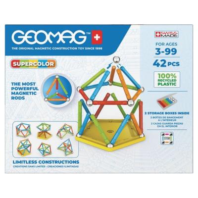 Assemble et crée avec Geomag Super Color Recycled 42 pièces!