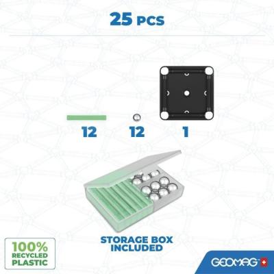 Coffret de construction GEOMAG Glow Recycled 25 pièces - Luminescent