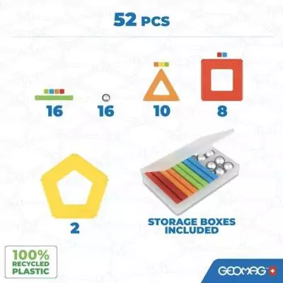 Construisez en 3D avec GEOMAG - Supercolor Panels Recycled 52 pièces
