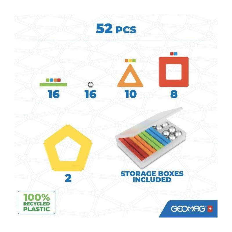 Construisez en 3D avec GEOMAG - Supercolor Panels Recycled 52 pièces