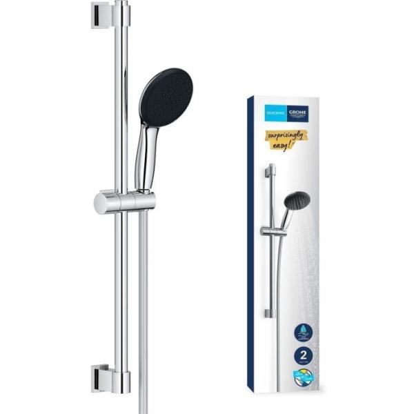 Ensemble de douche avec pommeau 2 jets, barre 60cm et flexible 1,75m - GROHE Vitalio Start 110 27948001 - Economie d'eau - Chrom