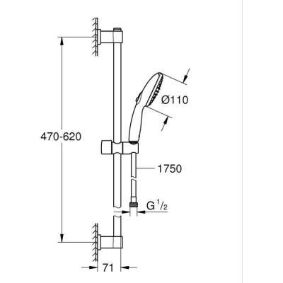 Ensemble de douche GROHE Vitalio Start 110 - Économie d'eau - Chrom