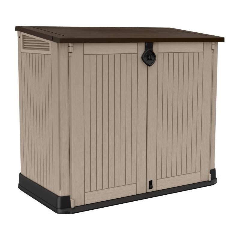 Coffre de rangement extérieur KETER 880L Beige et marron - Malle de jardin