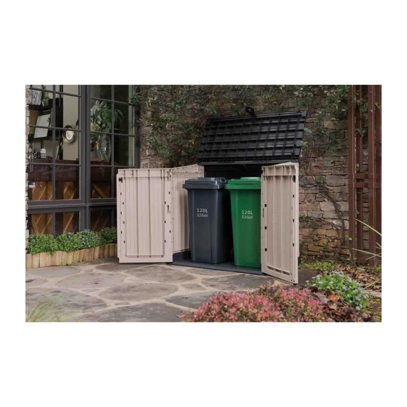 Coffre de rangement extérieur KETER 880L Beige et marron - Malle de jardin