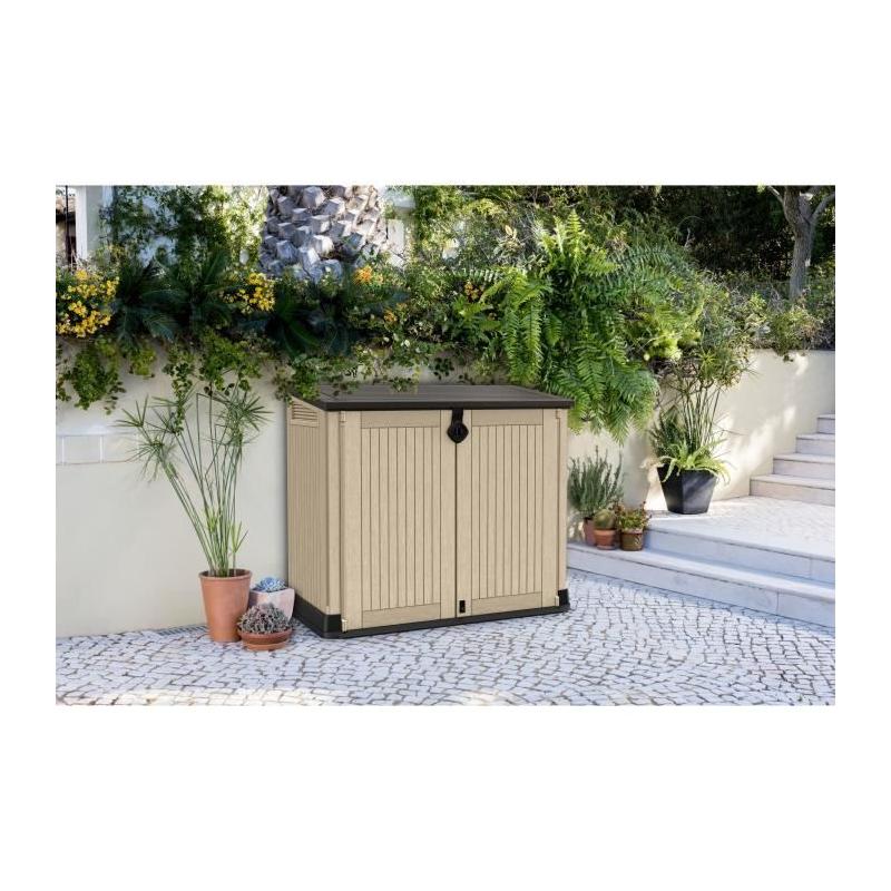 Coffre de rangement extérieur KETER 880L Beige et marron - Malle de jardin