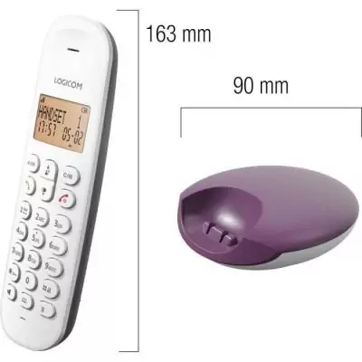 Téléphone sans fil LOGICOM DECT ILOA 150 Aubergine - Compact et élégant