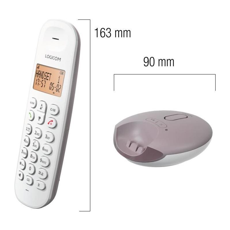 Téléphone fixe sans fil LOGICOM DECT ILOA 155T - Taupe - Avec répondeur