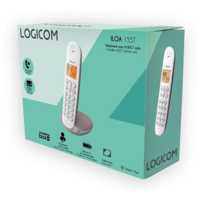 Téléphone fixe sans fil LOGICOM DECT ILOA 155T - Taupe - Avec répondeur