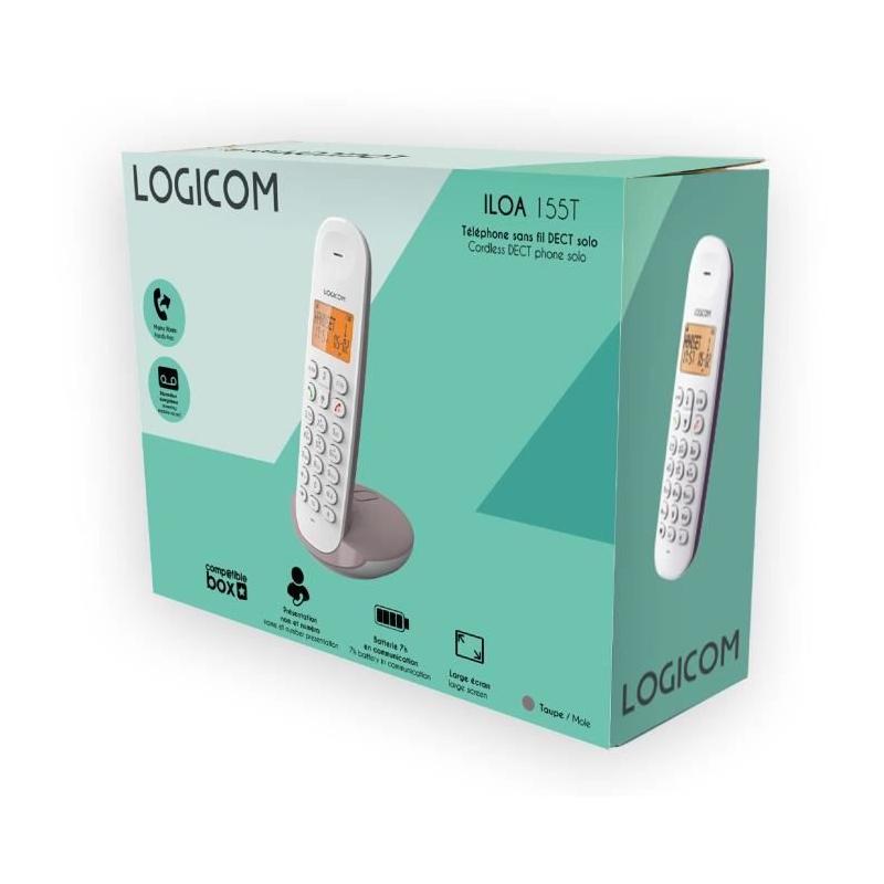 Téléphone fixe sans fil LOGICOM DECT ILOA 155T - Taupe - Avec répondeur