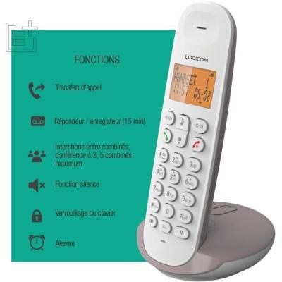 Téléphone fixe sans fil LOGICOM DECT ILOA 155T - Taupe - Avec répondeur