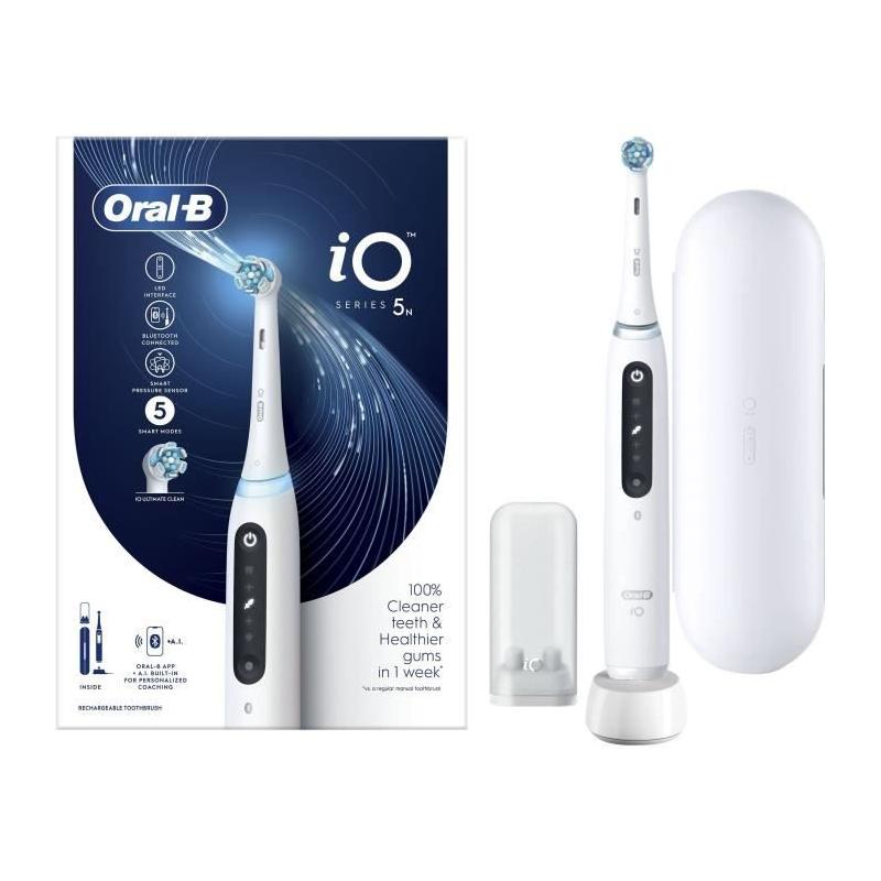 Brosse à dents électrique ORAL-B - iO5n Quite - Blanc + étui de voyage
