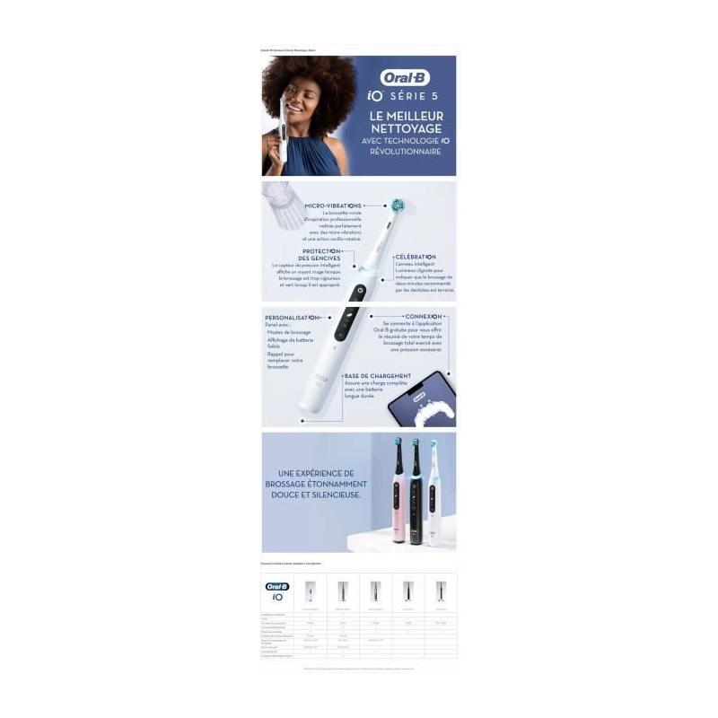 Brosse à dents électrique ORAL-B - iO5n Quite - Blanc + étui de voyage