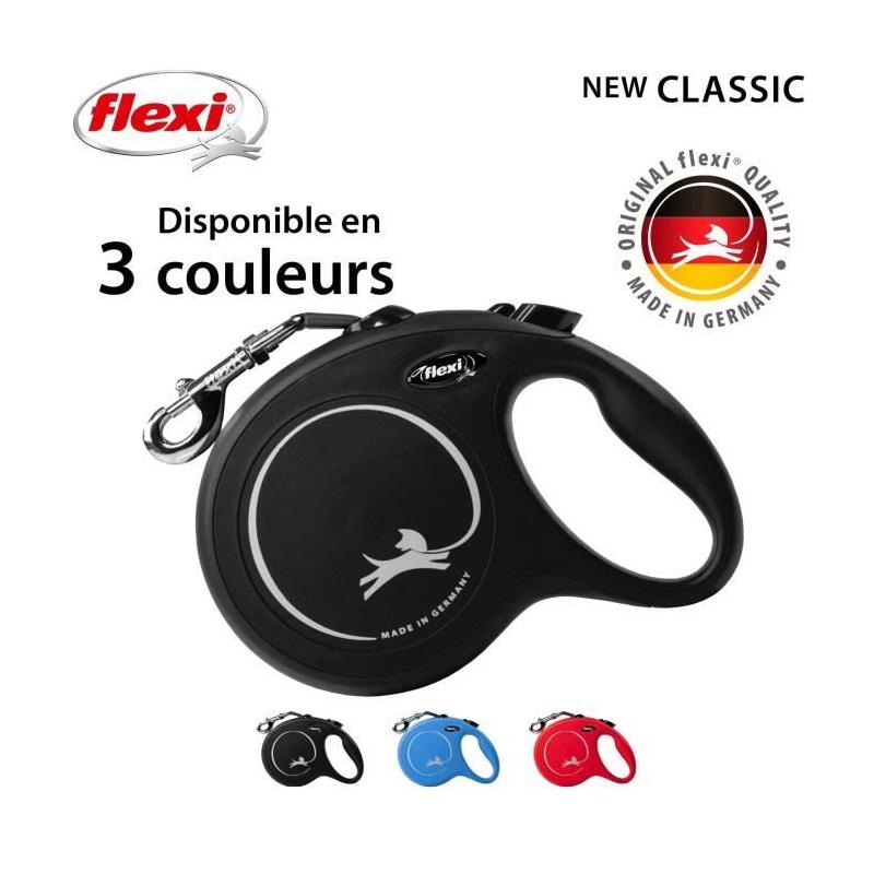 Laisse New Classic L Tape 8 m noir Flexi - Pratique et robuste