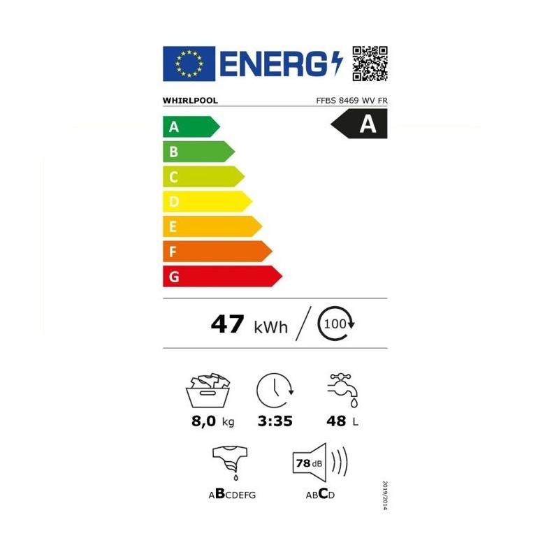 Lave-linge hublot 8kg 1400 tours/min - Performant et peu encombrant