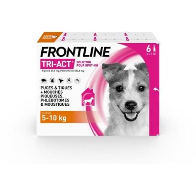 Protégez votre chien de 5 à 10 kg contre les parasites avec FRONTLINE 6 Pipettes Tri-Act