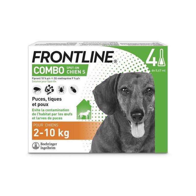 Frontline Combo Chien S - 2 à 10 kg - Élimination puces, tiques et poux