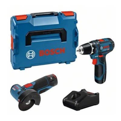Pack 2 outils BOSCH 12V: Perceuse-visseuse + Meuleuse - Batteries et chargeur