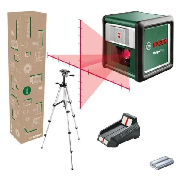 Laser ligne en croix Bosch - Quigo + (Portée 7 m, livré avec piles, trépied 1,1m et coffret)