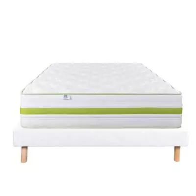 Ensemble matelas + sommier de luxe ReVERIE - 140 x 190 cm - Ferme - Textile Oeko-Tex