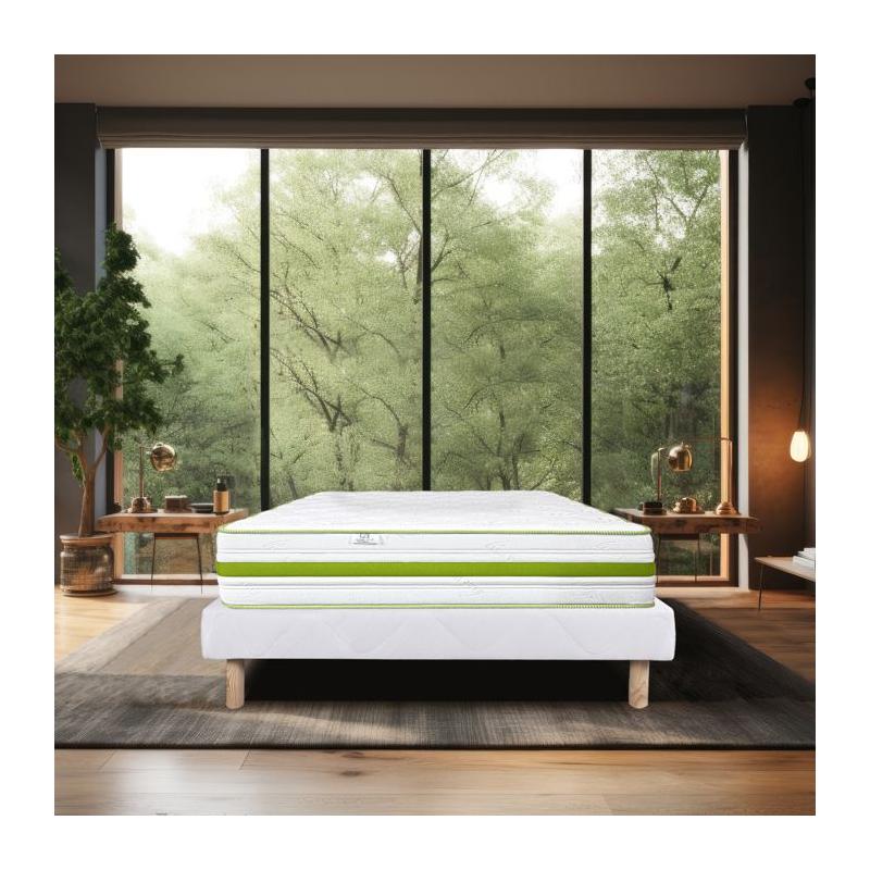Ensemble matelas + sommier de luxe ReVERIE - 140 x 190 cm - Ferme - Textile Oeko-Tex