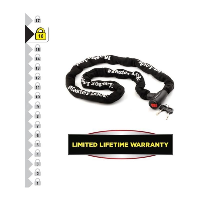 Chaîne Antivol Moto MASTER LOCK - 2 m - Idéale pour Motos et Scooters